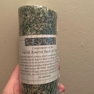 Federal reserve bank of Chicago… a briquette of shredded currency